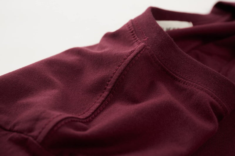 KLIEGOU Mens 100% Cotton Hipster Hip Hop Longline Crewneck T-Shirt (X-Large, Red Wine) - Image 4